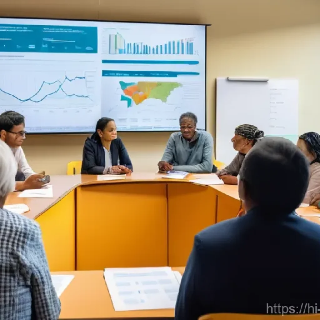 정책분석사와 공공정책 전략 설계 사례 - A diverse group of policy makers, researchers, and local community members, including elderly farmer...