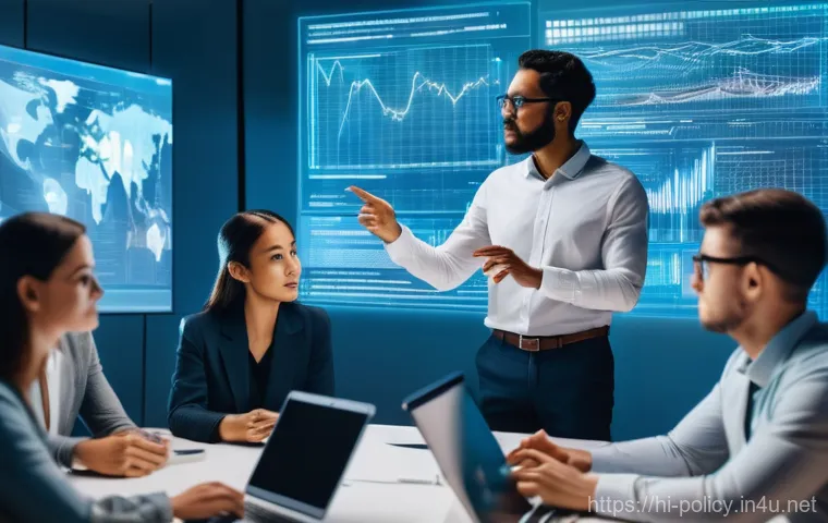 정책분석사와 다양한 분야와의 협업 사례 - **Prompt:** A diverse group of policy analysts, including men and women of various ethnicities, in a...