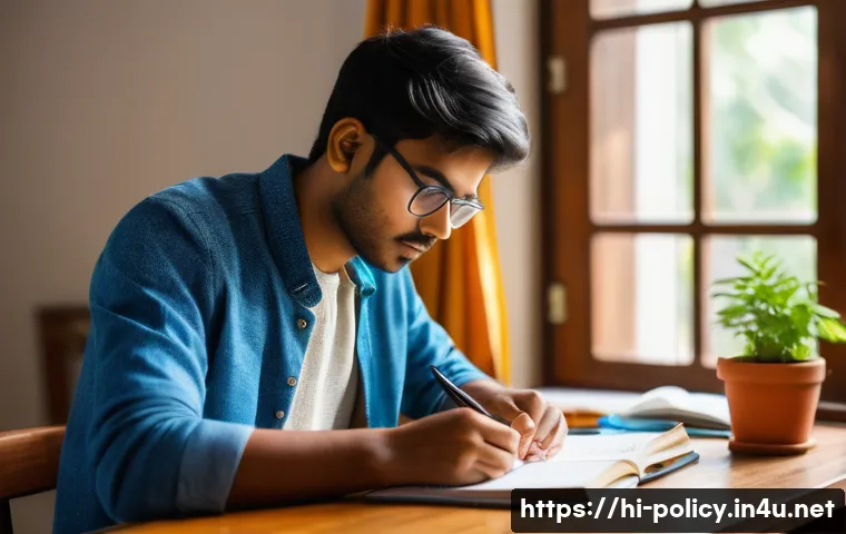 정책분석사 자격증 공부 시간 계획 - A focused Indian student studying at a tidy wooden desk in a bright room, surrounded by neatly organ...