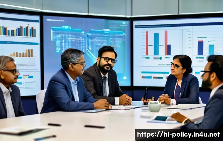 정책분석사와 전문가의 조언을 활용한 정책 연구 - A diverse group of Indian policy experts and analysts collaborating in a modern conference room, sur...