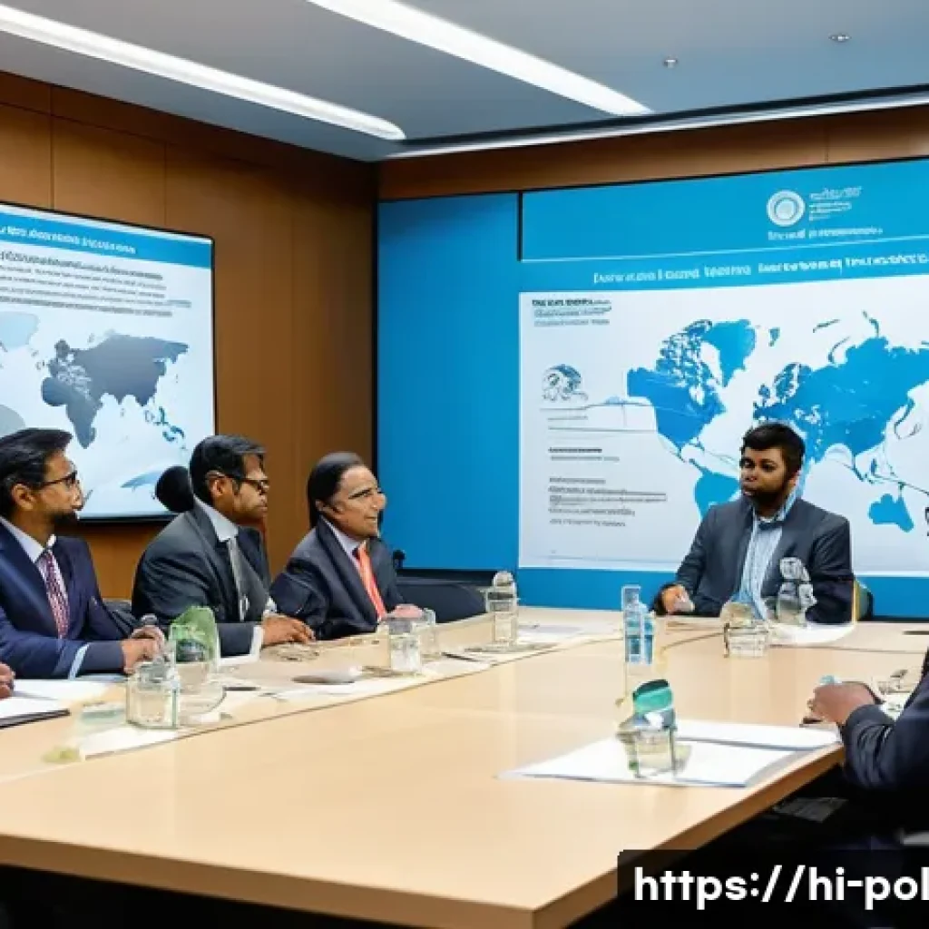 정책분석사와 국제 협력 사례 - A diverse group of Indian policy analysts engaged in a collaborative international conference room s...