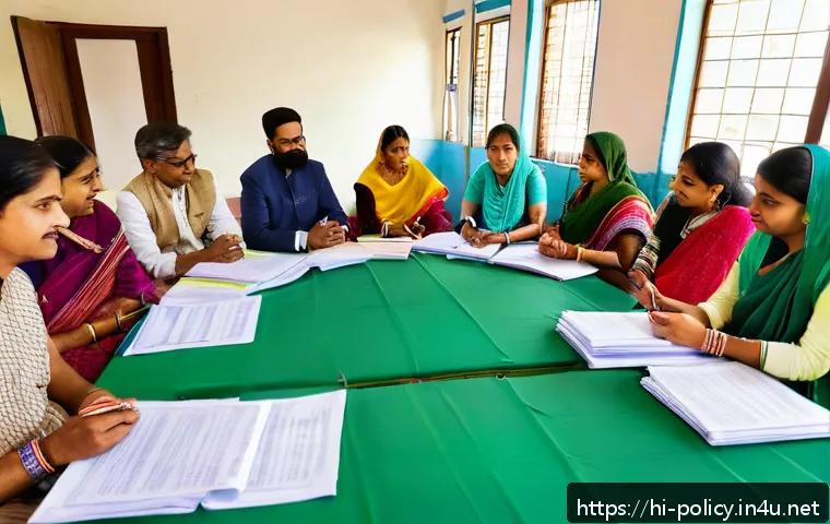 정책분석사와 공공 정책 성공 요인 분석 - A vibrant community policy meeting scene in an Indian urban setting, featuring diverse stakeholders ...